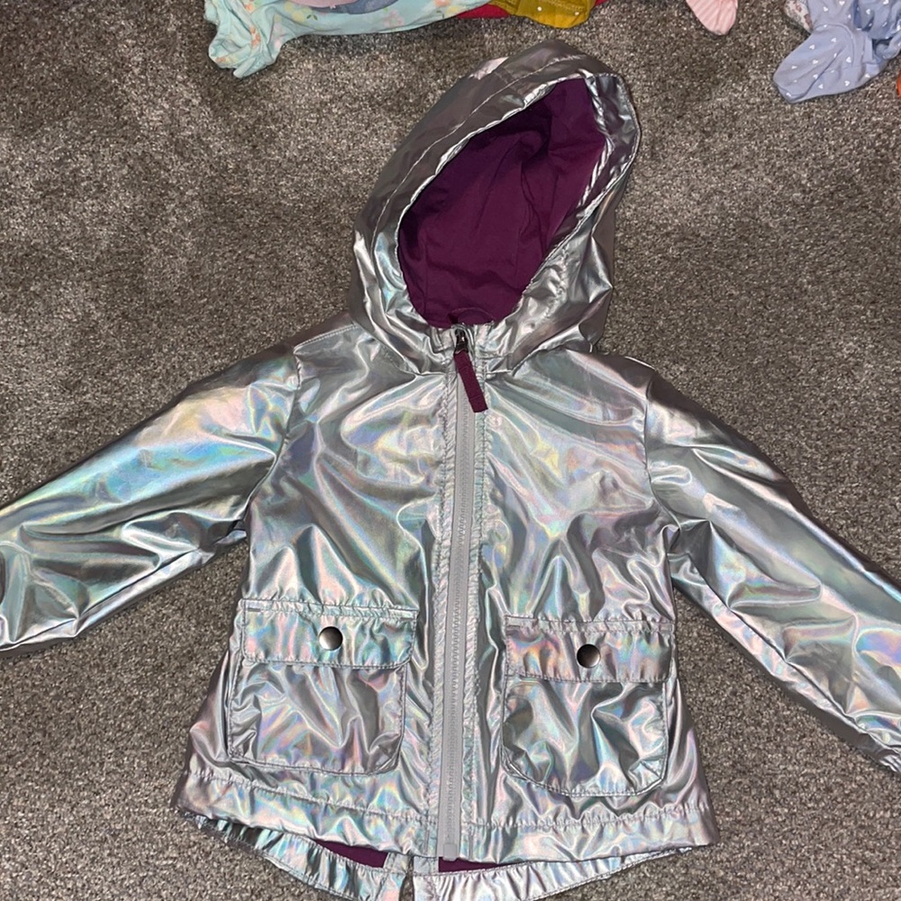 Cat and Jack Toddler Girls Rain Jacket Coat Iridescent 18 Month